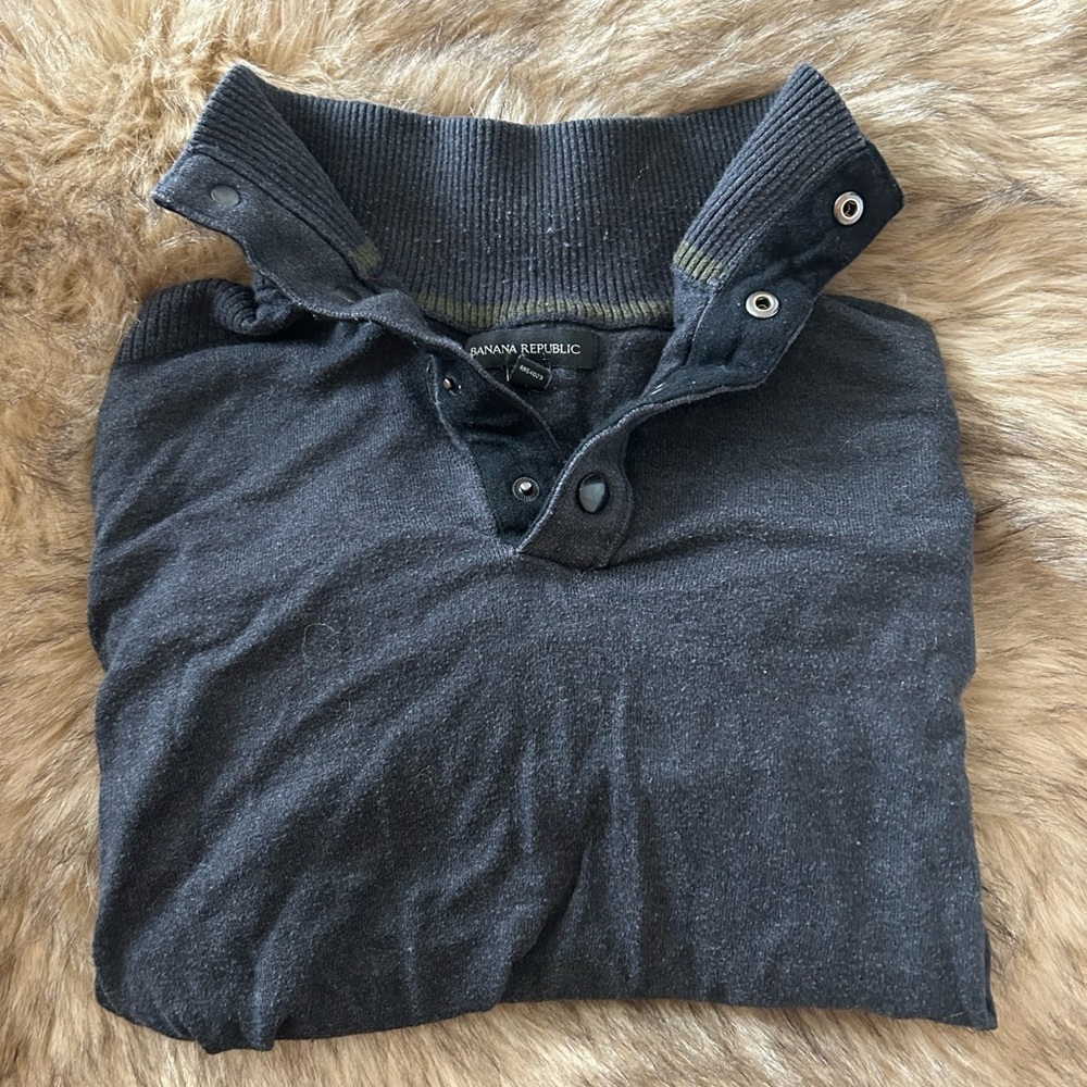 Banana Republic Grey Cotton Long Sleeve Sweater